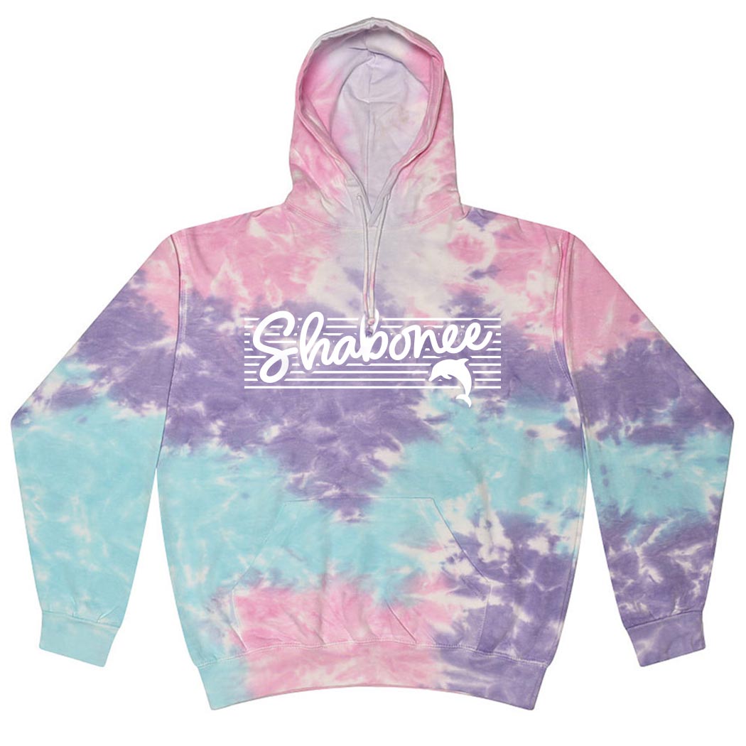 Script Stripes ~ Tie-Dye Hoodie ~ Shabonee Elementary School Staff-cotton candy