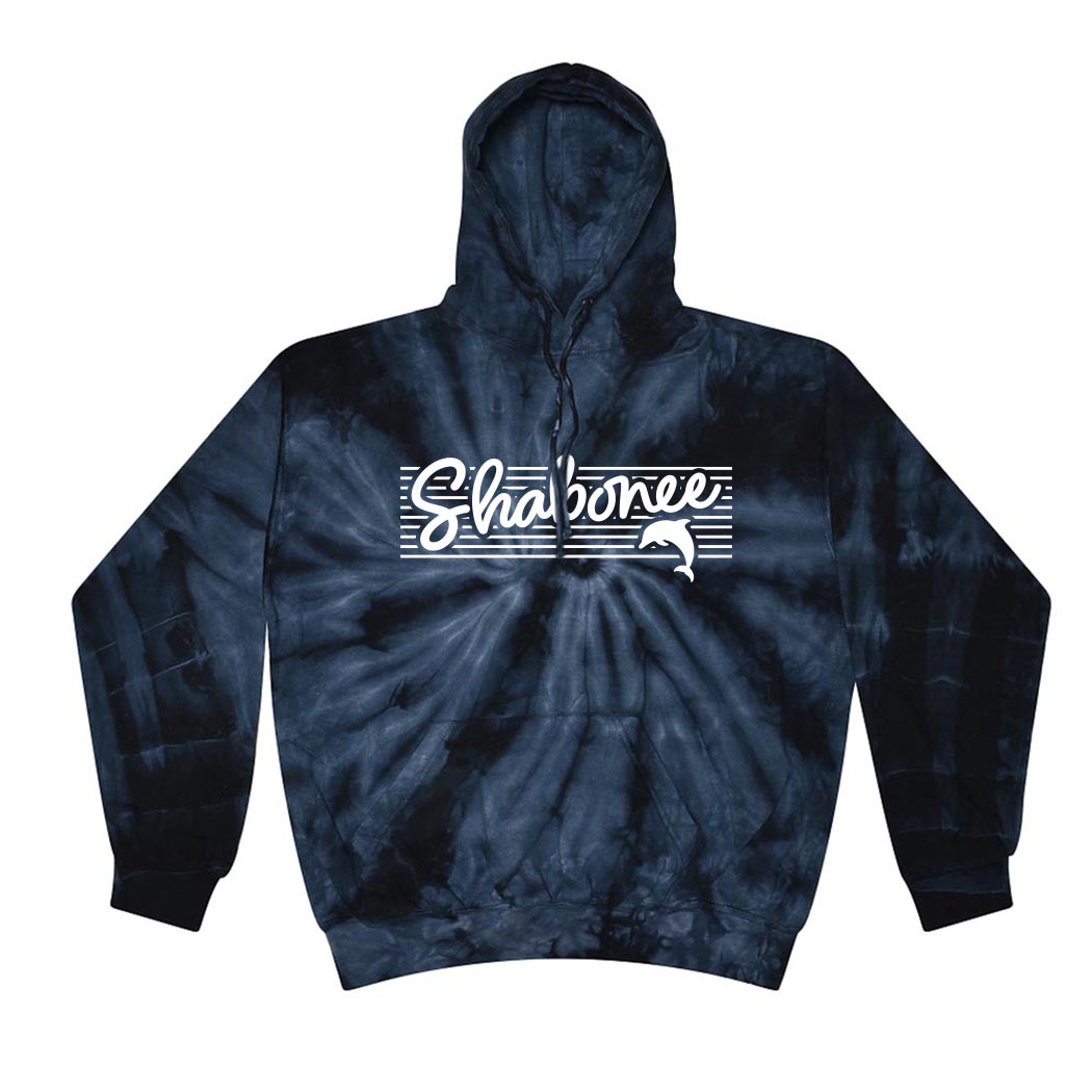 Script Stripes ~ Tie-Dye Hoodie ~ Shabonee Elementary School Staff-spider navy