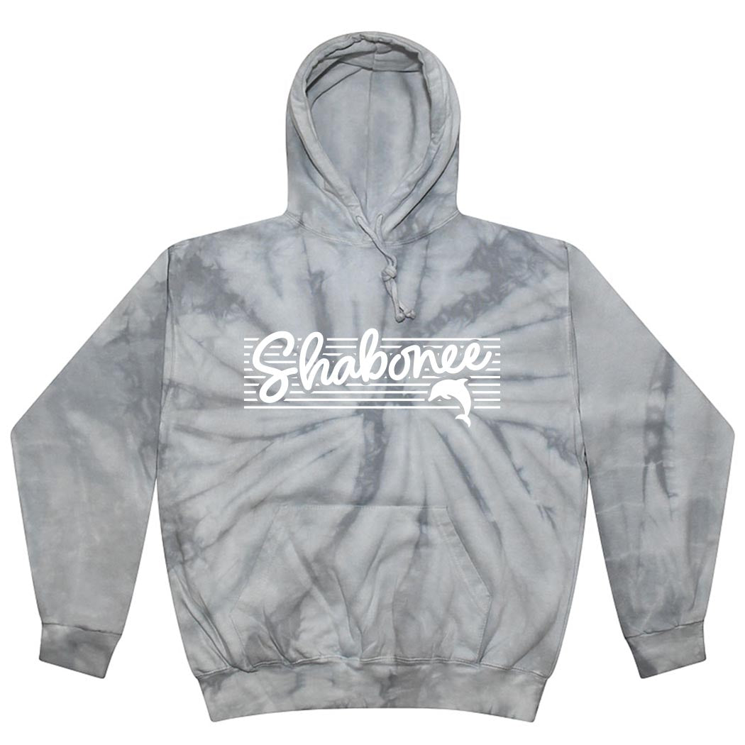Script Stripes ~ Tie-Dye Hoodie ~ Shabonee Elementary School Staff-spider silver