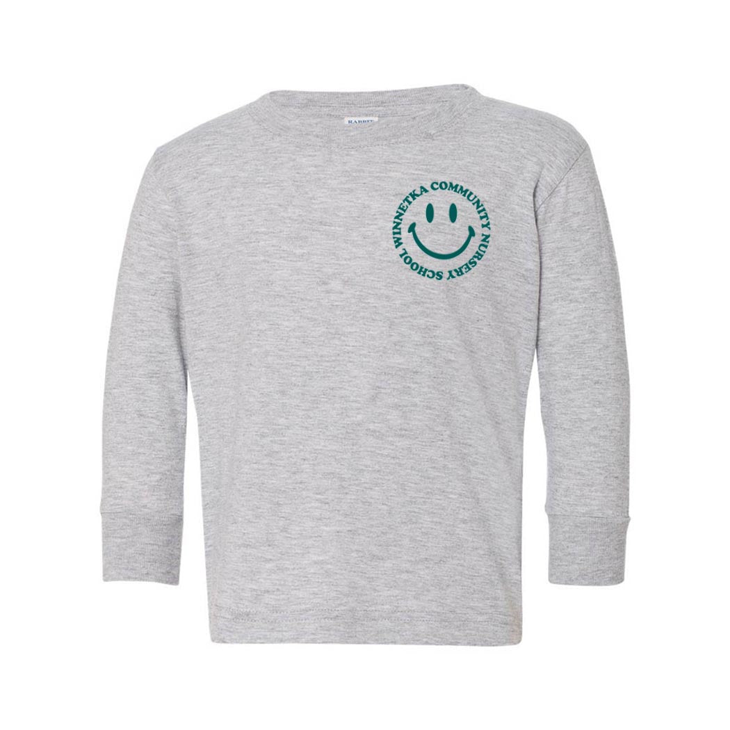 Smiley ~ Toddler Jersey Long Sleeve T-Shirt ~ Winnetka Community Nursery School-heather