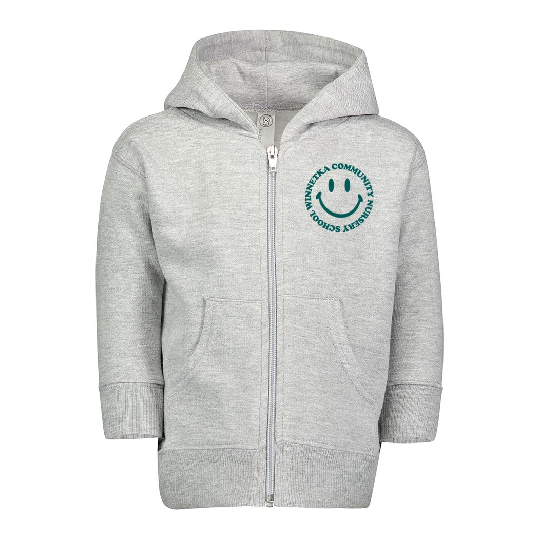 Smiley ~ Toddler Zip Hoodie ~ Winnetka Community Nursery School-heather
