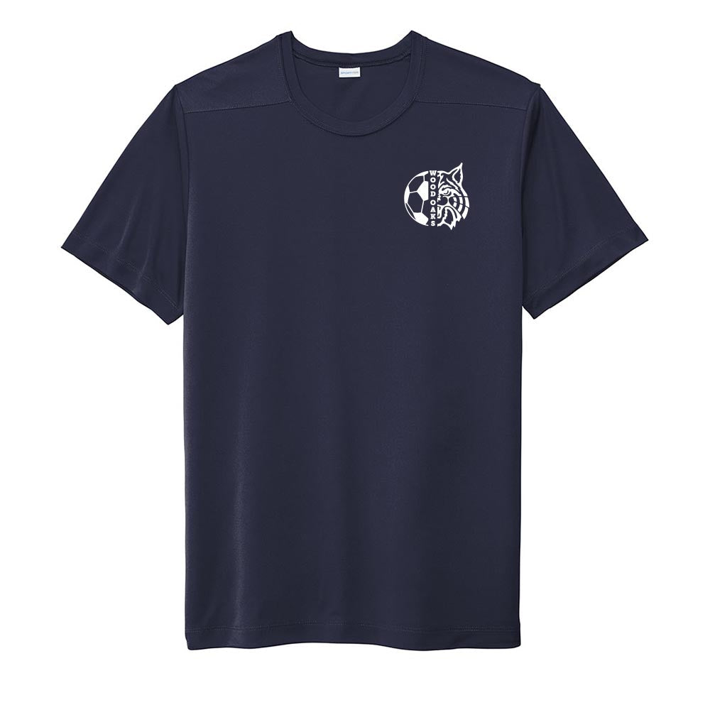 Soccer Mascot Badge ~ Performance Tee ~ Wood Oaks Junior High Athletics