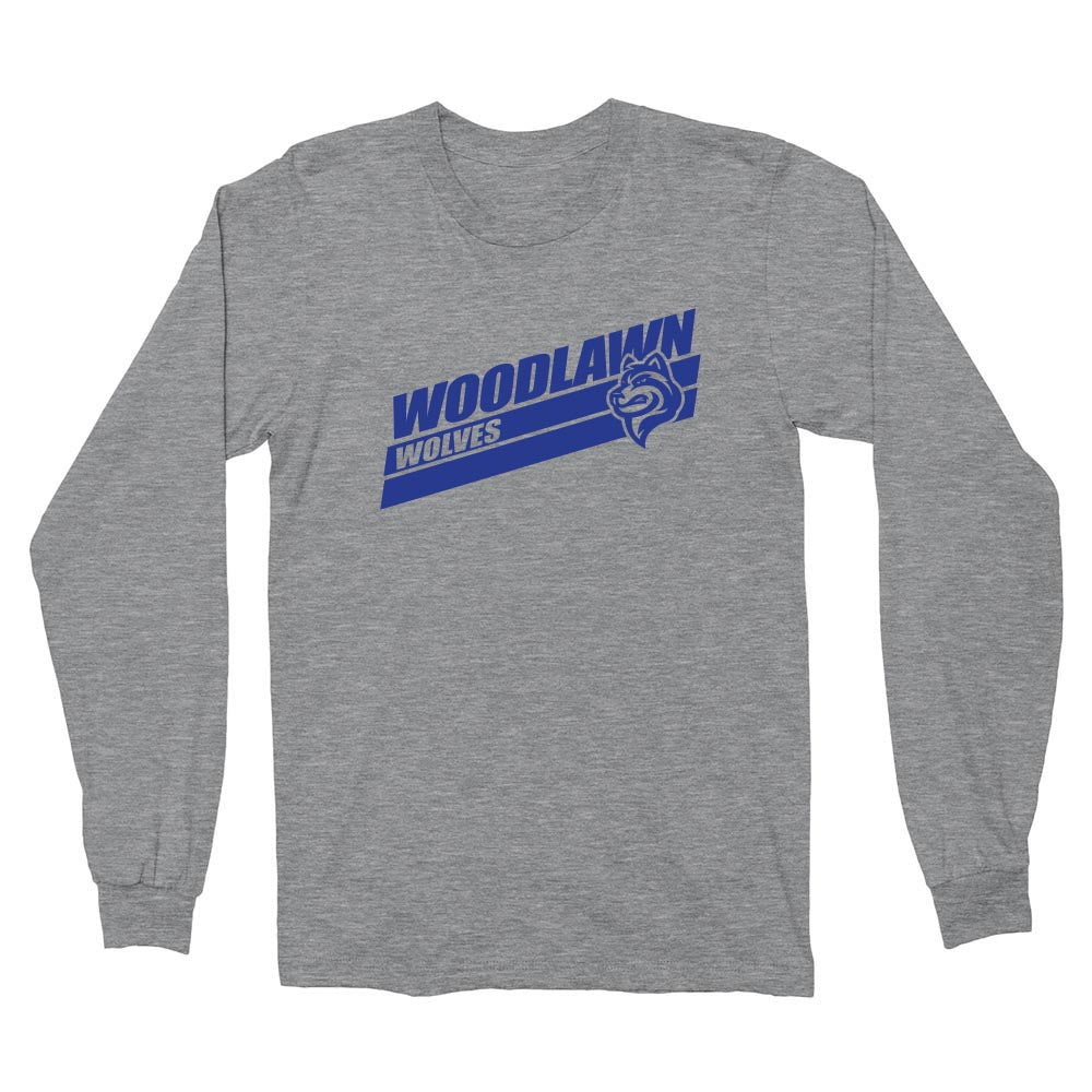 Speed Stripes Woodlawn ~ Cotton Long Sleeve T-Shirt ~ Woodlawn Middle School