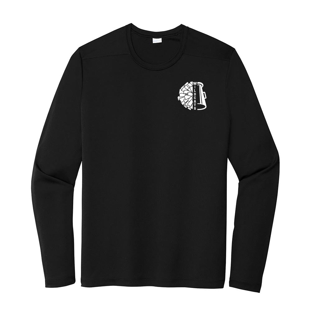 Spirit Squad Wildcats ~ Long Sleeve Performance Tee ~ Wood Oaks Junior High Athletics-black