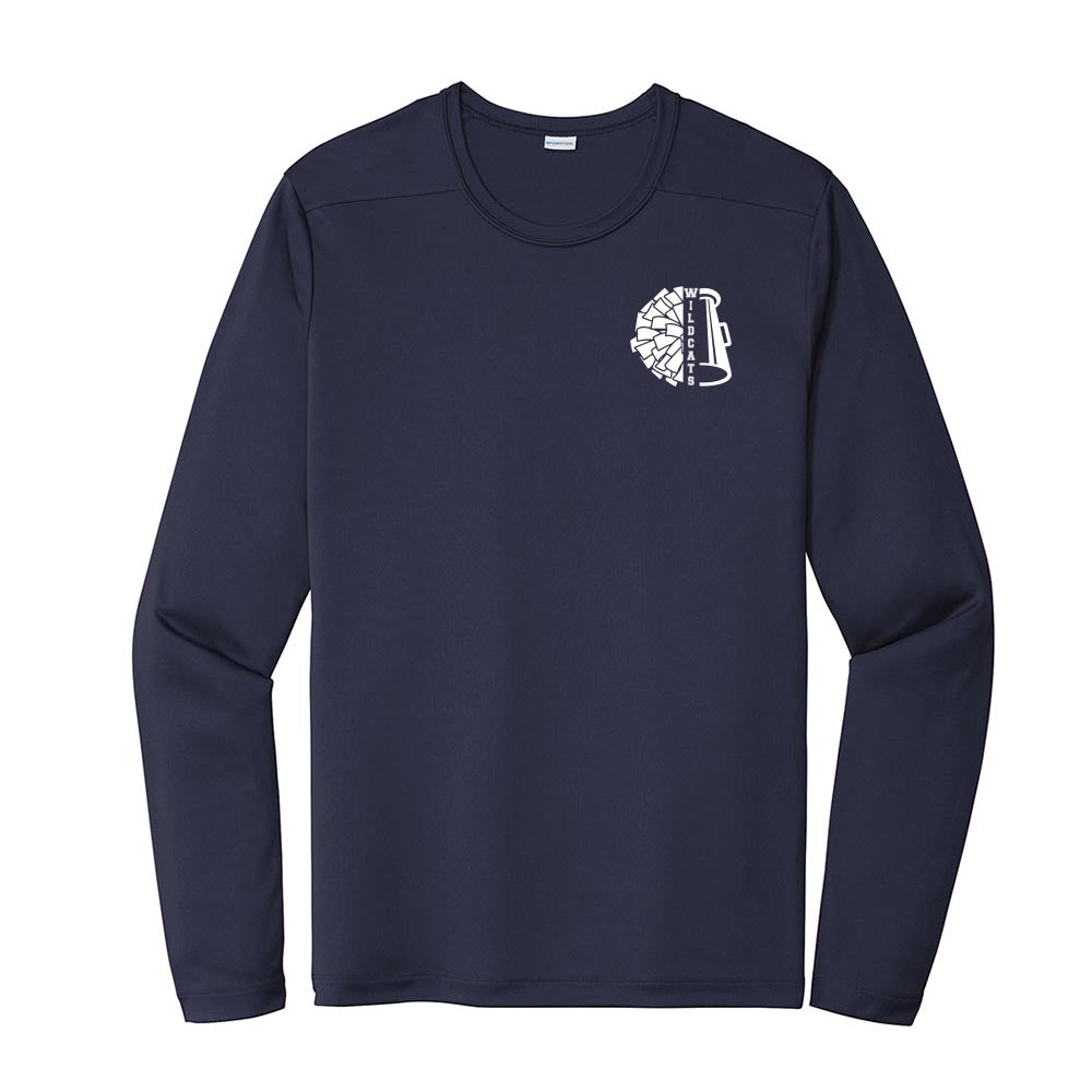 Spirit Squad Wildcats ~ Long Sleeve Performance Tee ~ Wood Oaks Junior High Athletics