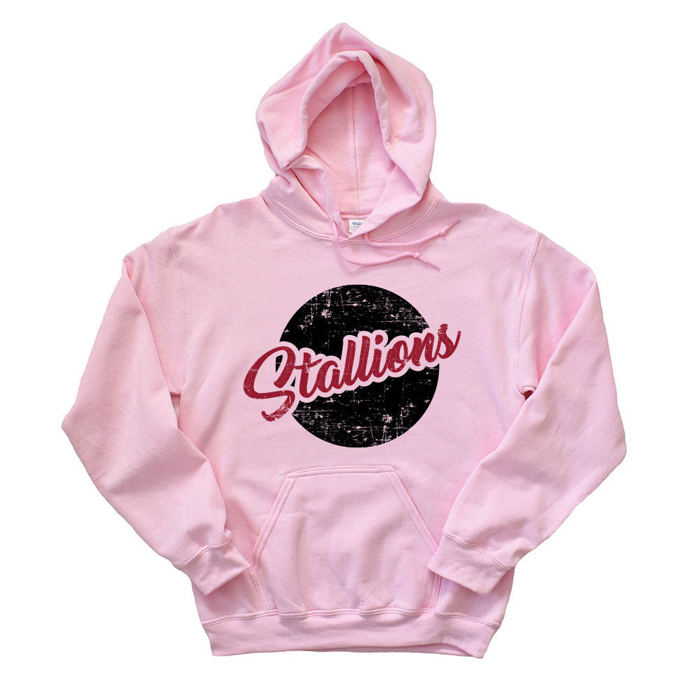 Stallions Distressed Script ~ Hoodie ~ Nettelhorst School-light pink