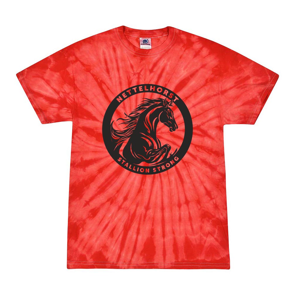 STALLION STRONG TIE DIE TEE ~ NETTELHORST SCHOOL ~ toddler, youth, & adult ~ classic unisex fit