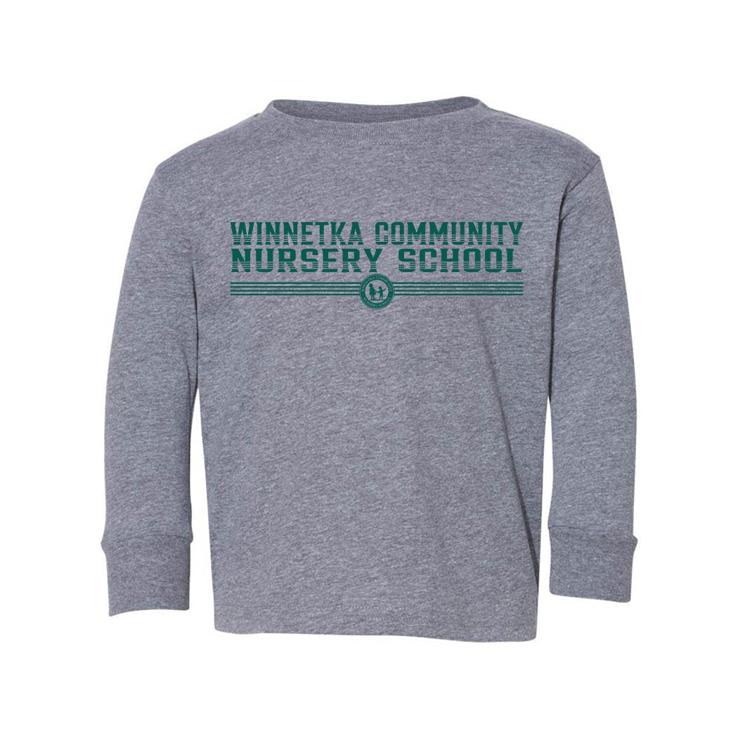 Stripes ~ Toddler Jersey Long Sleeve T-Shirt ~ Winnetka Community Nursery School-granite heather
