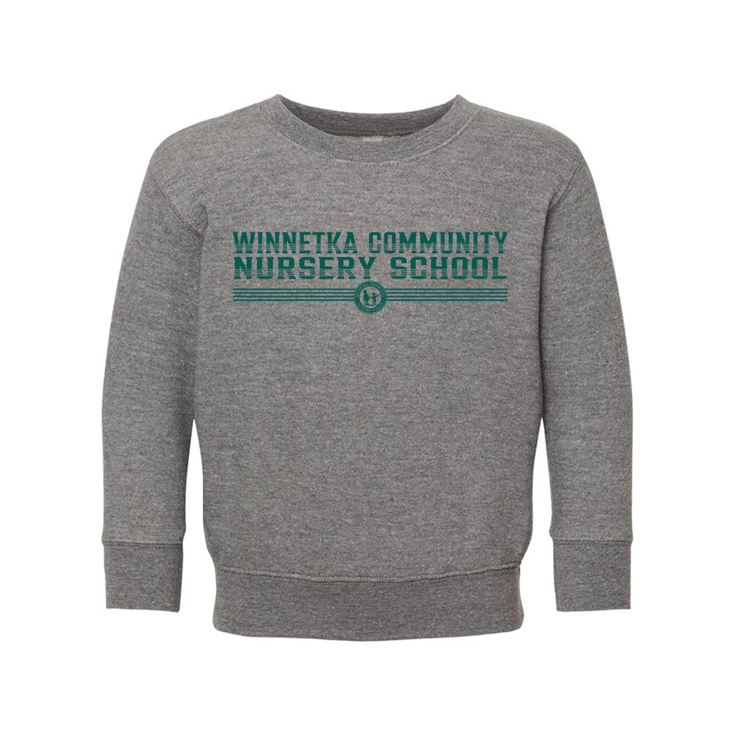 Stripes ~ Toddler Crewneck Sweatshirt ~ Winnetka Community Nursery School-granite heather