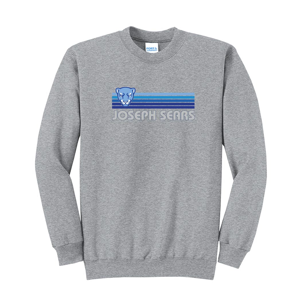 Sunset Stripes ~ Crewneck Sweatshirt ~ Joseph Sears School-athletic heather