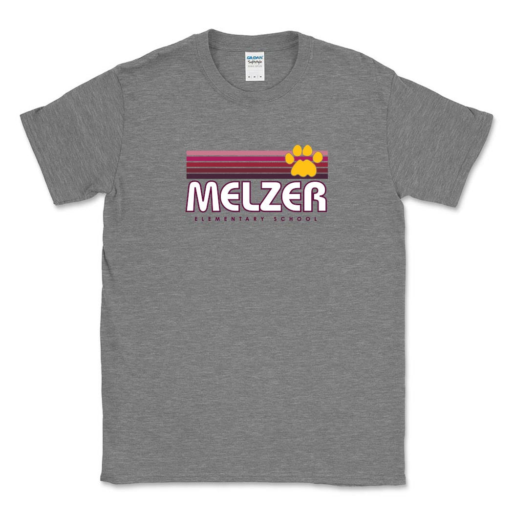 Sunset Stripes ~ Cotton T-Shirt ~ Melzer Elementary School-graphite heather