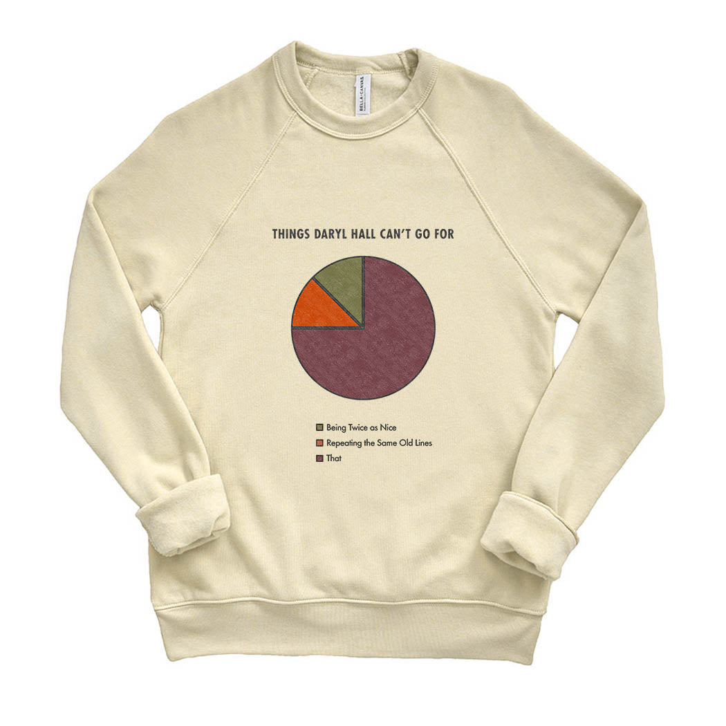 Things Daryl Hall Can't Go For ~ Raglan Sponge Fleece Crewneck Sweatshirt ~ humanKIND