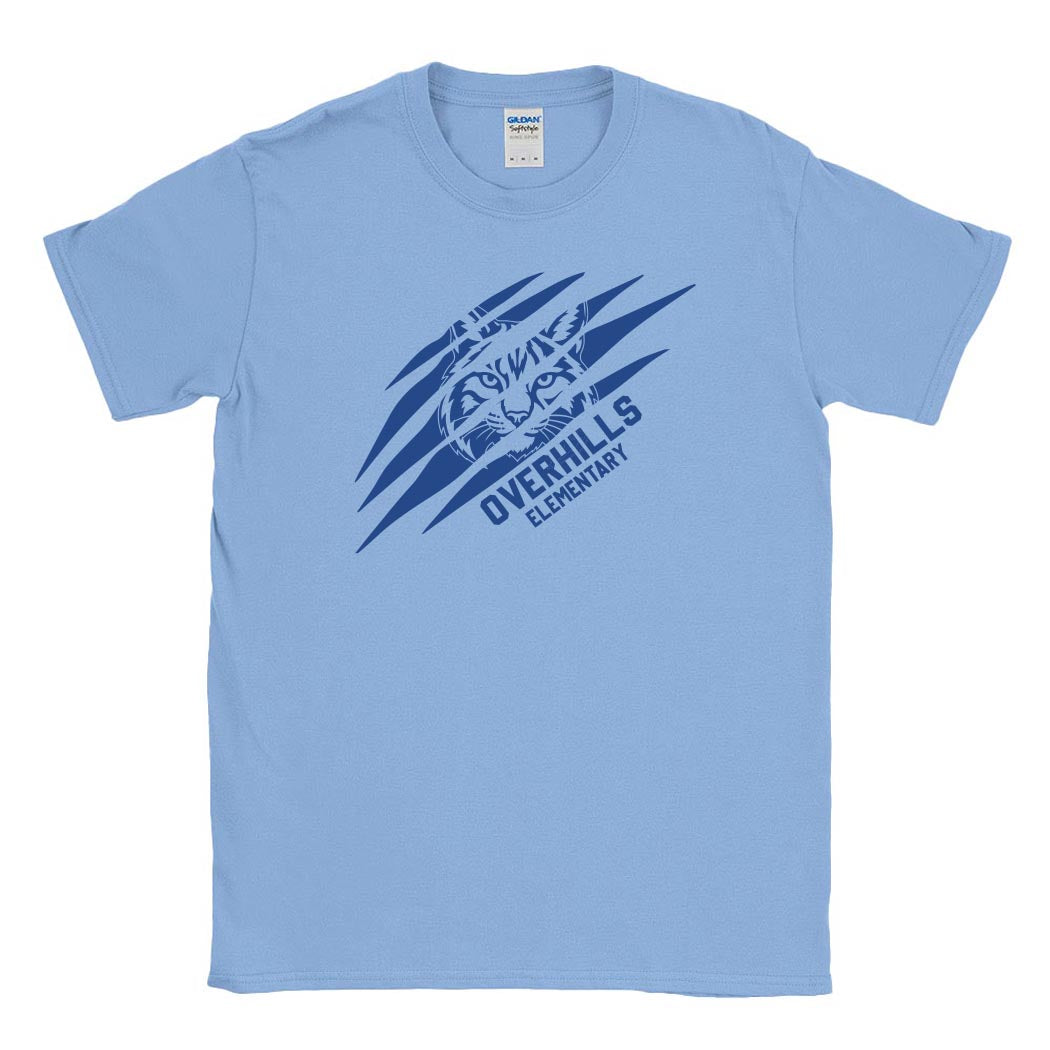 Torn - Overhills Elementary ~ Cotton T-Shirt ~ Overhills Elementary School-carolina blue