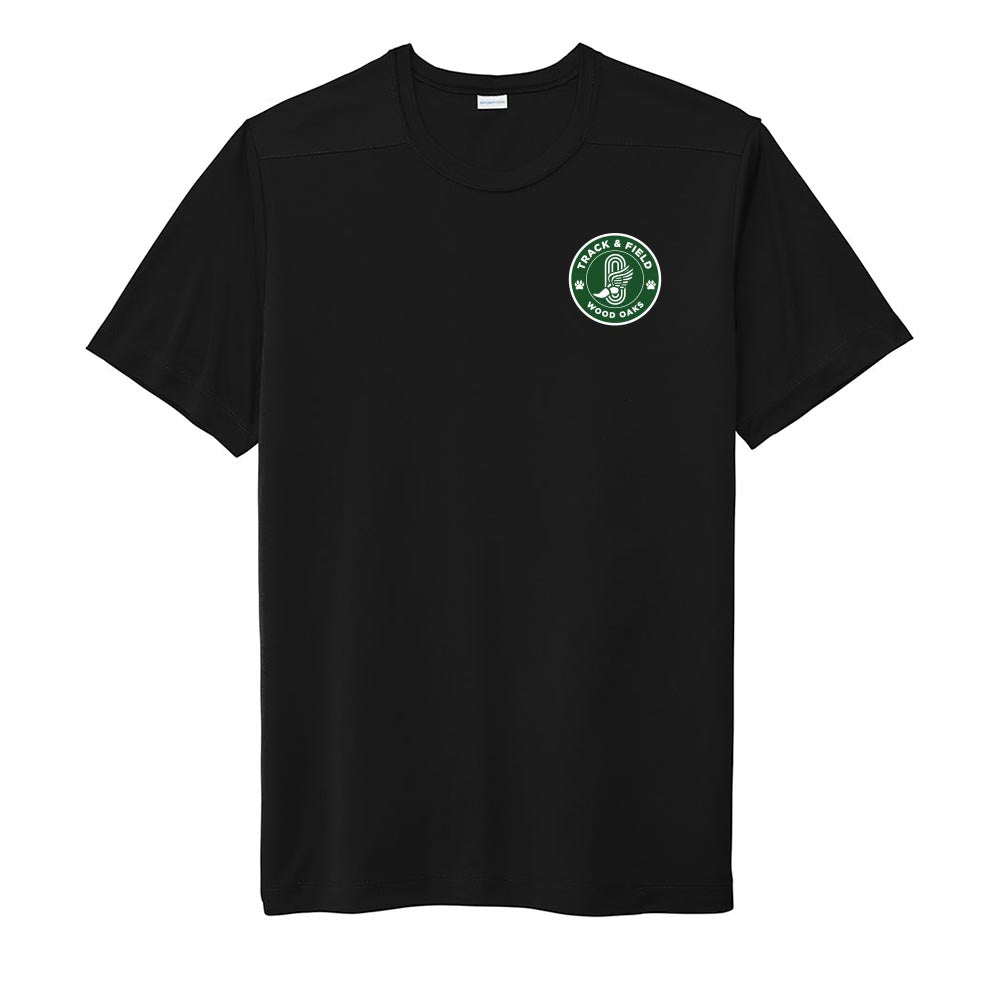 Track & Field Badge ~ Performance Tee ~ Wood Oaks Junior High Athletics-black
