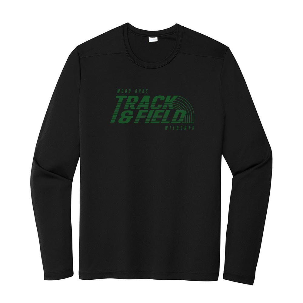Track & Field ~ Long Sleeve Performance Tee ~ Wood Oaks Junior High Athletics-black