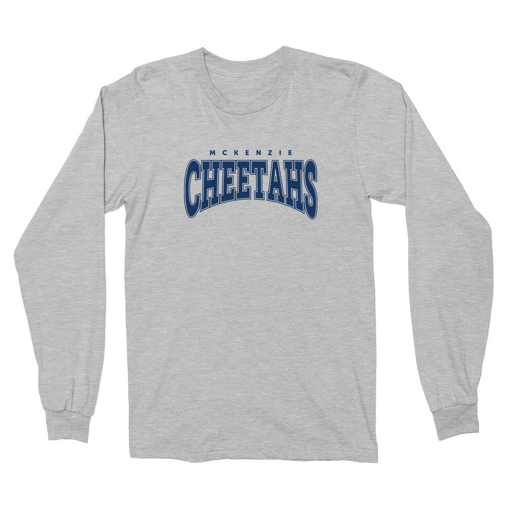 Varsity Cheetahs ~ Cotton Long Sleeve T-Shirt ~ McKenzie Elementary School-ash