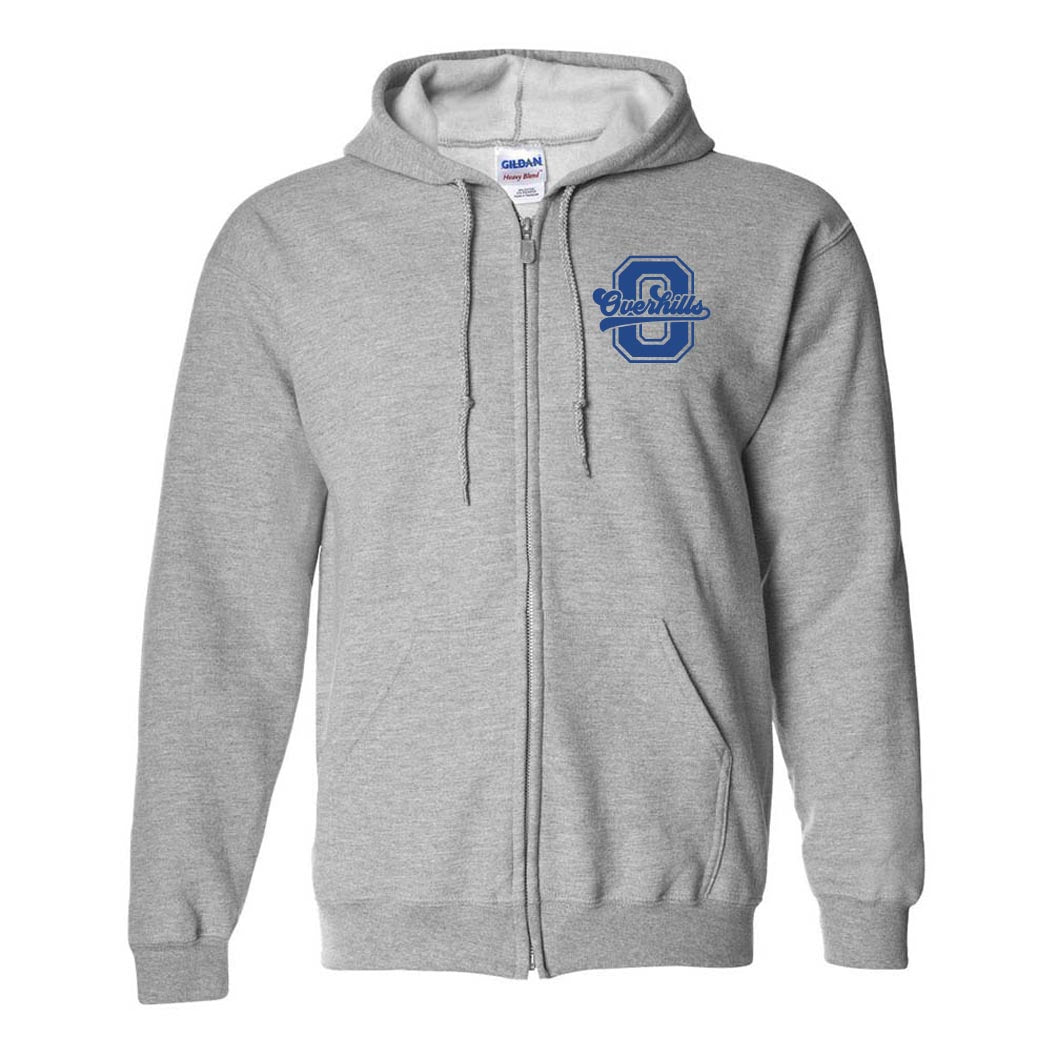 Varsity Letter Script Overhills ~ Zip Hoodie ~ Overhills Elementary School