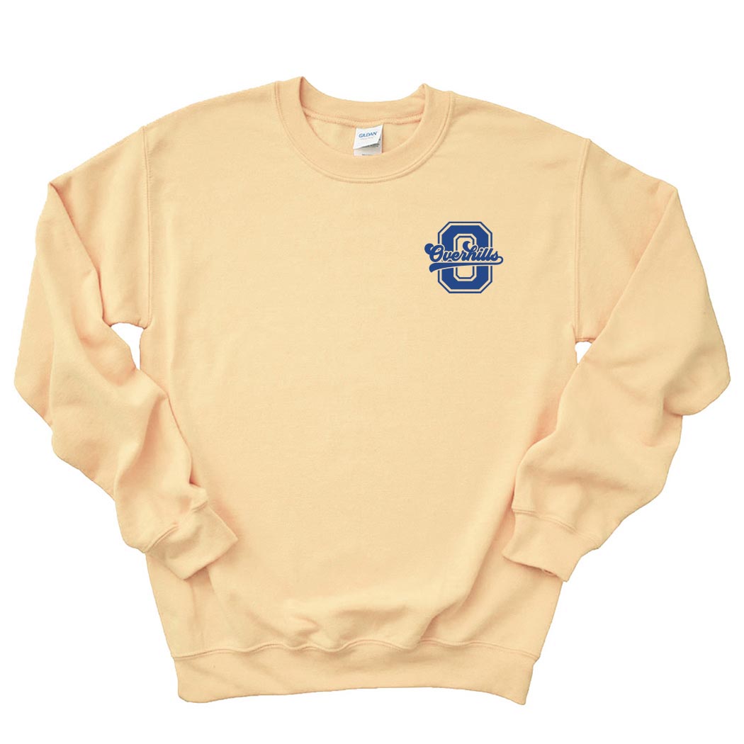 Varsity Letter Script Overhills ~ Crewneck Sweatshirt ~ Overhills Elementary School