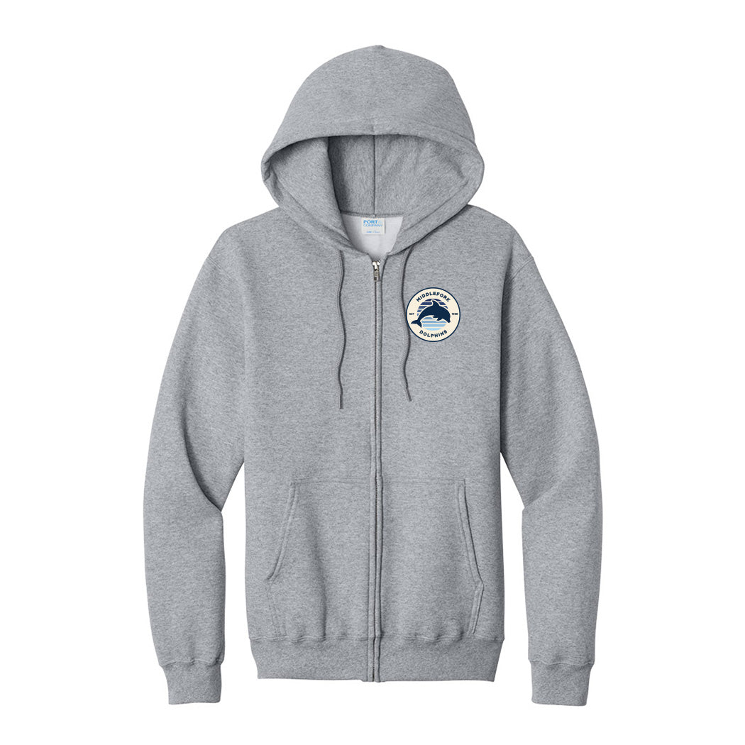 Vintage Badge Middlefork ~ Zip Hoodie ~ Middlefork Elementary School-athletic heather