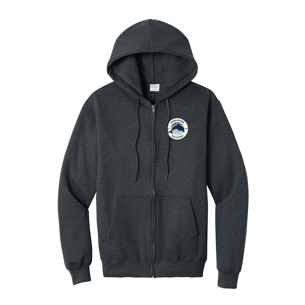 Vintage Badge Middlefork ~ Zip Hoodie ~ Middlefork Elementary School