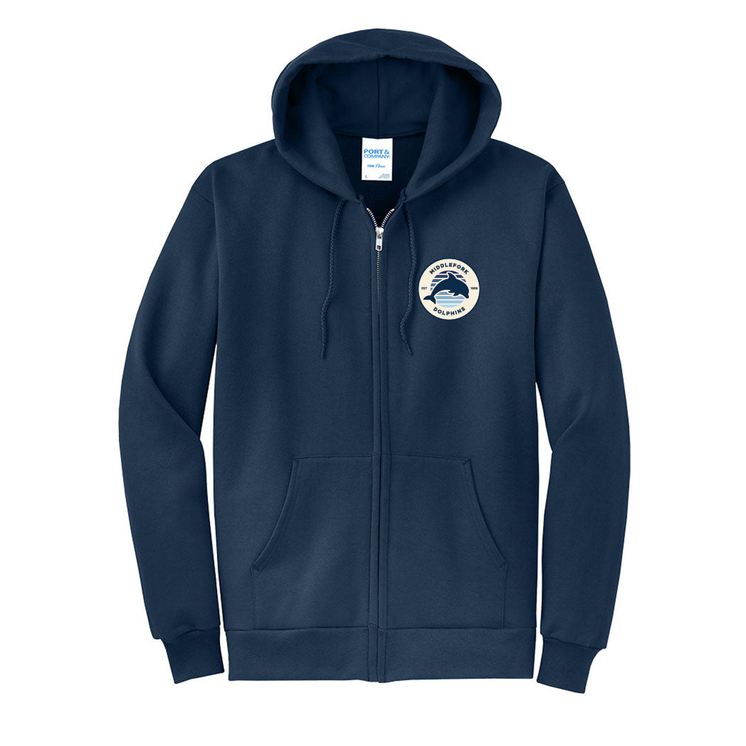 Vintage Badge Middlefork ~ Zip Hoodie ~ Middlefork Elementary School