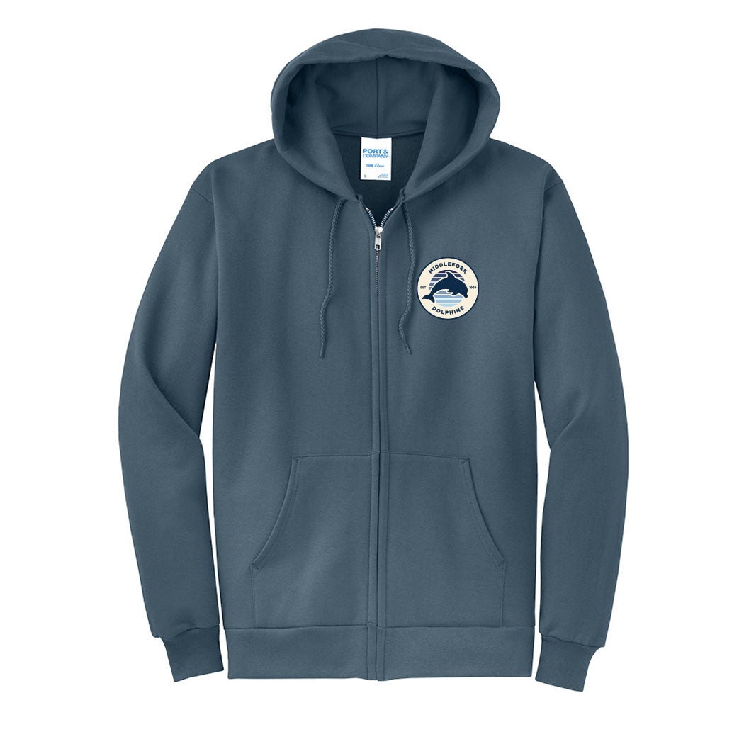 Vintage Badge Middlefork ~ Zip Hoodie ~ Middlefork Elementary School