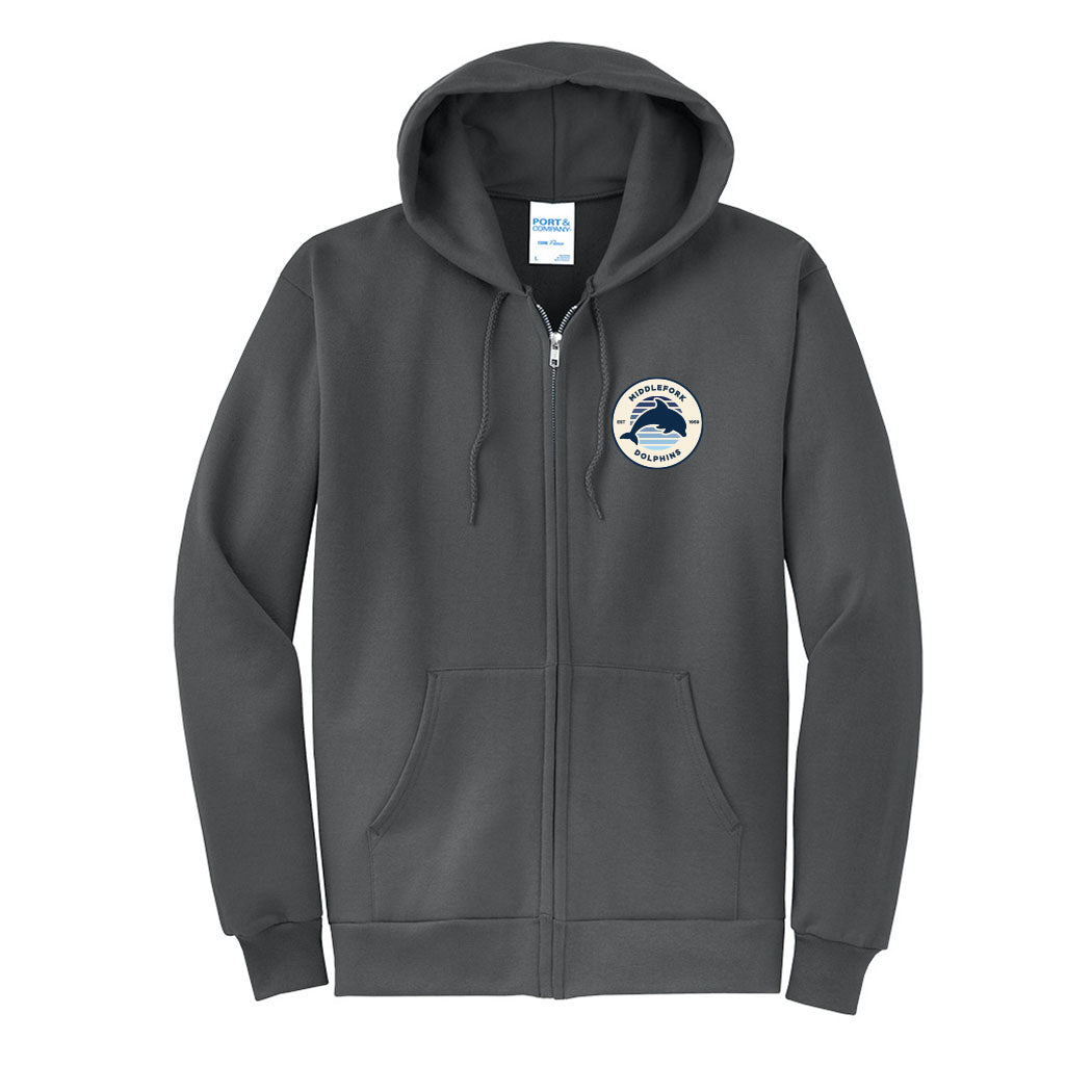 Vintage Badge Middlefork ~ Zip Hoodie ~ Middlefork Elementary School
