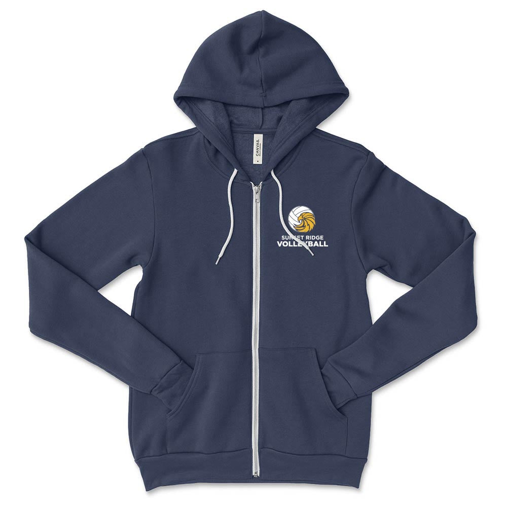 VOLLEYBALL ZIP HOODIE ~ SUNSET RIDGE SCHOOL ~ youth & adult ~ classic unisex fit