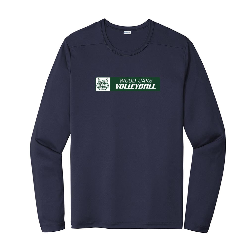 Volleyball Banner ~ Long Sleeve Performance Tee ~ Wood Oaks Junior High Athletics