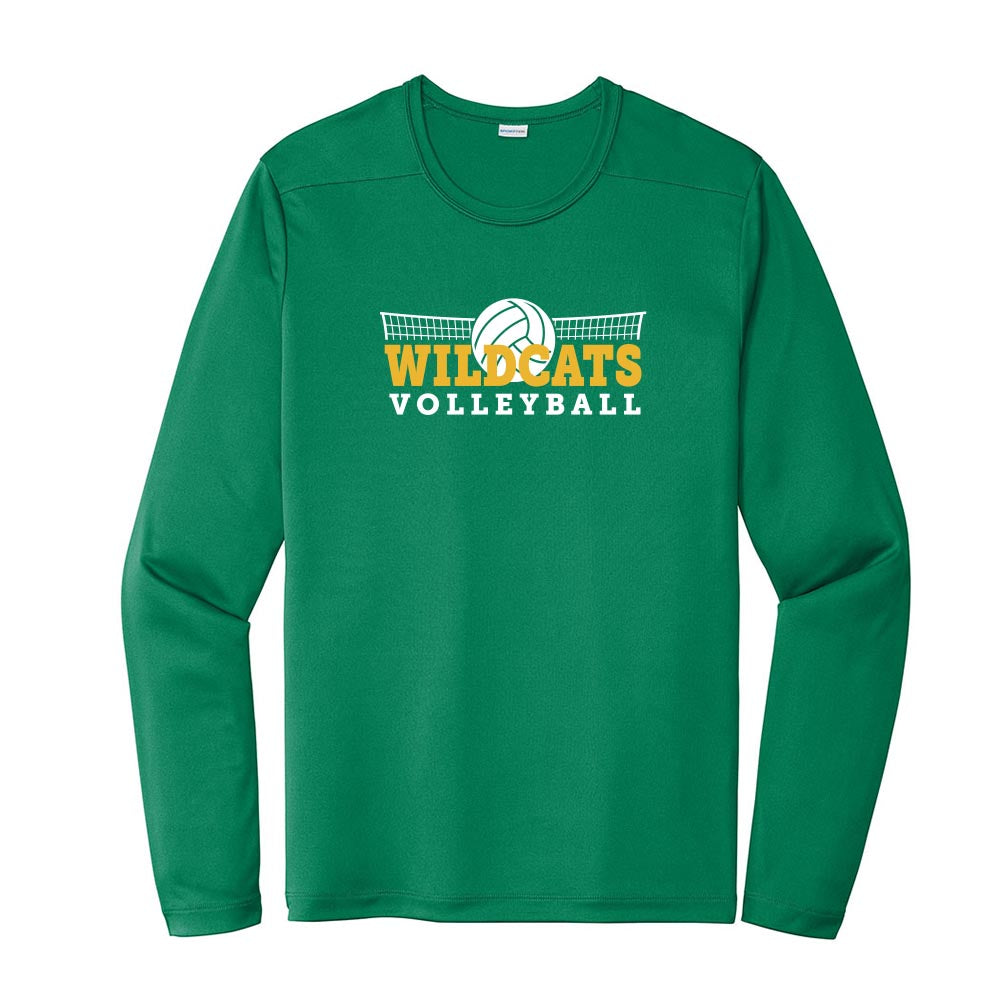 Volleyball Net ~ Long Sleeve Performance Tee ~ Wood Oaks Junior High Athletics