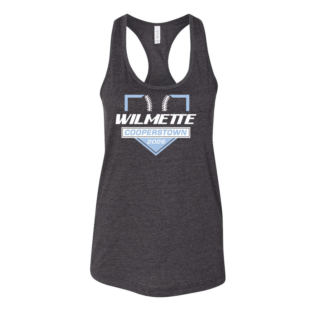 Cooperstown 2026 ~ Women's Jersey Racerback Tank ~ Wilmette Baseball Association