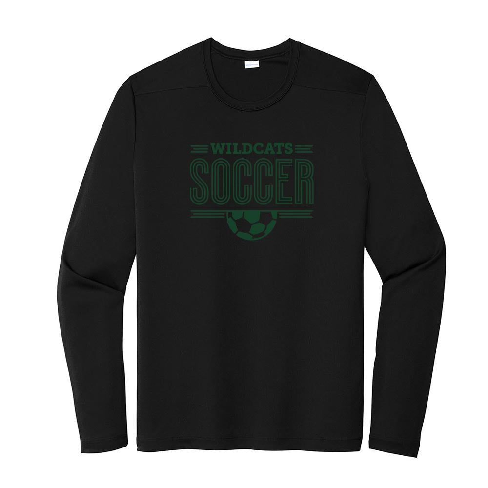 Wildcats Soccer ~ Long Sleeve Performance Tee ~ Wood Oaks Junior High Athletics-black