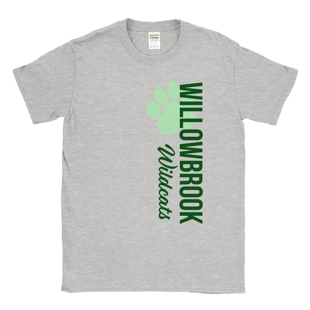 VERTICAL PAW SOFTSTYLE TEE ~ WILLOWBROOK ELEMENTARY ~ youth & adult ~ classic unisex fit