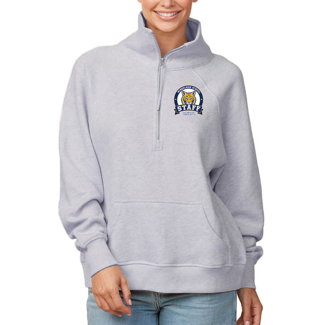 Winkelman Staff Badge ~ Ladies Boxy Half Zip Fleece ~ Winkelman Elementary School Staff-athletic heather