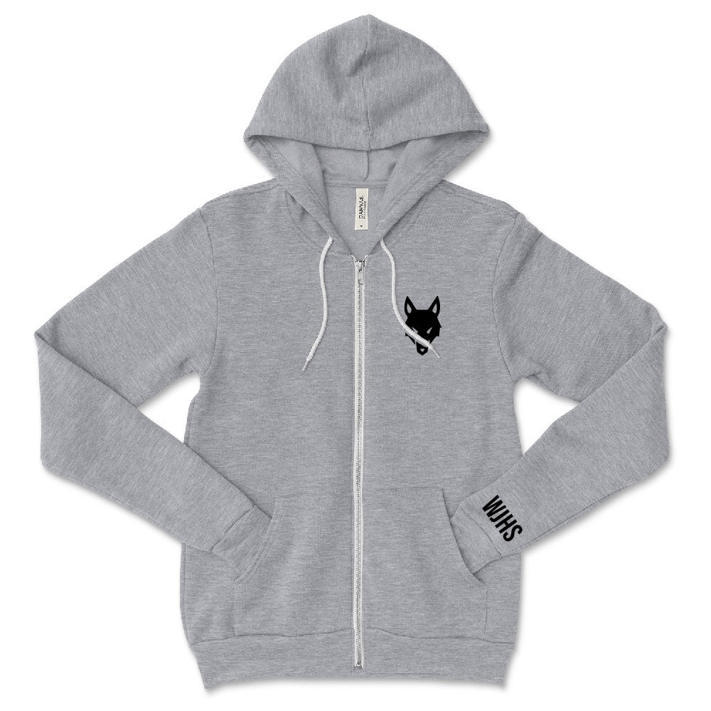 Wolf WJHS ~ Sponge Fleece Zip Hoodie ~ Wilmette Junior High School-athletic heather