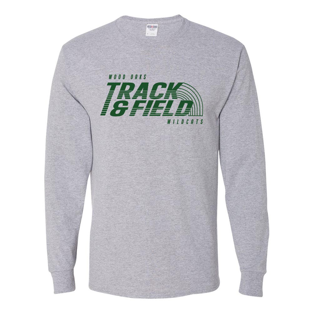 TRACK & FIELD LONG SLEEVE DRIPOWER TEE ~ WOOD OAKS ATHLETICS ~ youth & adult ~ classic fit