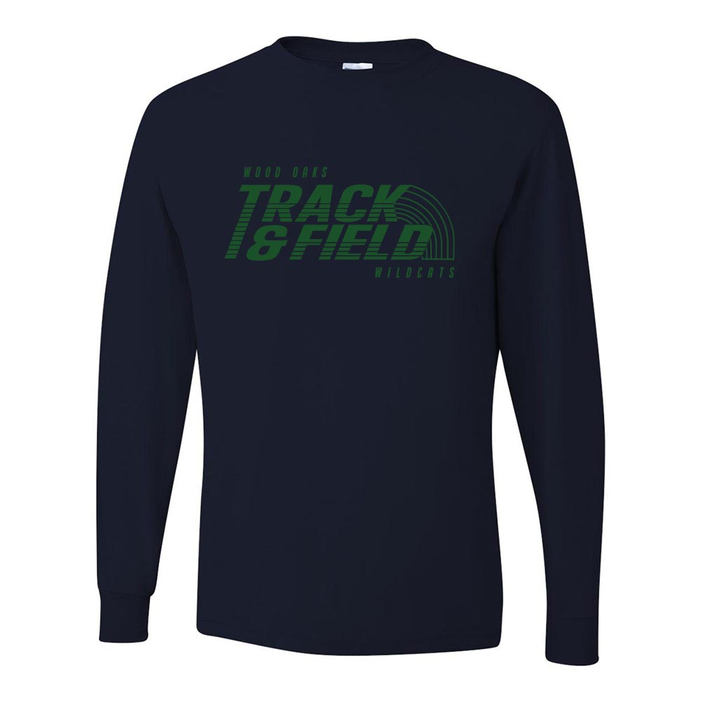 TRACK & FIELD LONG SLEEVE DRIPOWER TEE ~ WOOD OAKS ATHLETICS ~ youth & adult ~ classic fit