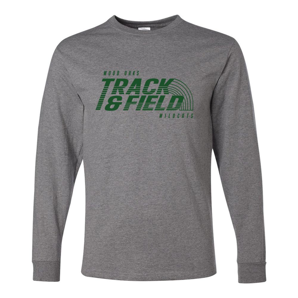 TRACK & FIELD LONG SLEEVE DRIPOWER TEE ~ WOOD OAKS ATHLETICS ~ youth & adult ~ classic fit