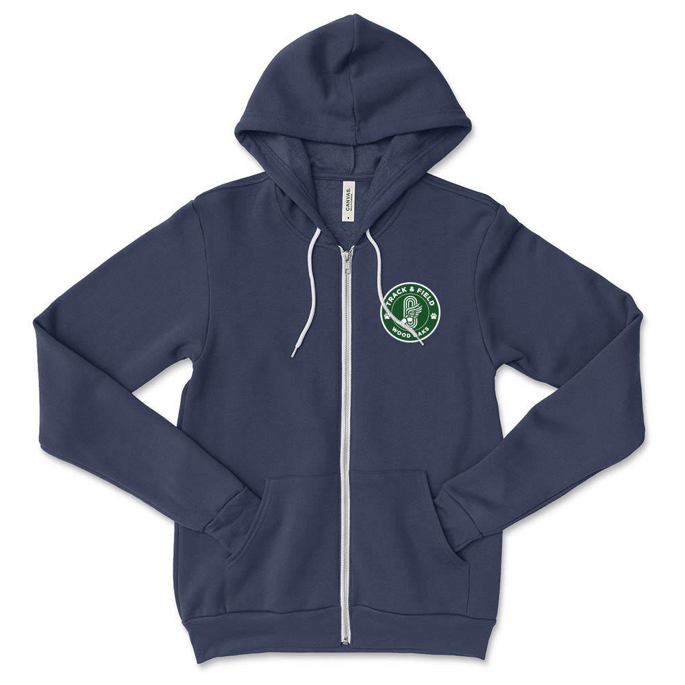 TRACK & FIELD ZIP HOODIE ~ WOOD OAKS ATHLETICS ~ youth & adult ~  classic unisex fit