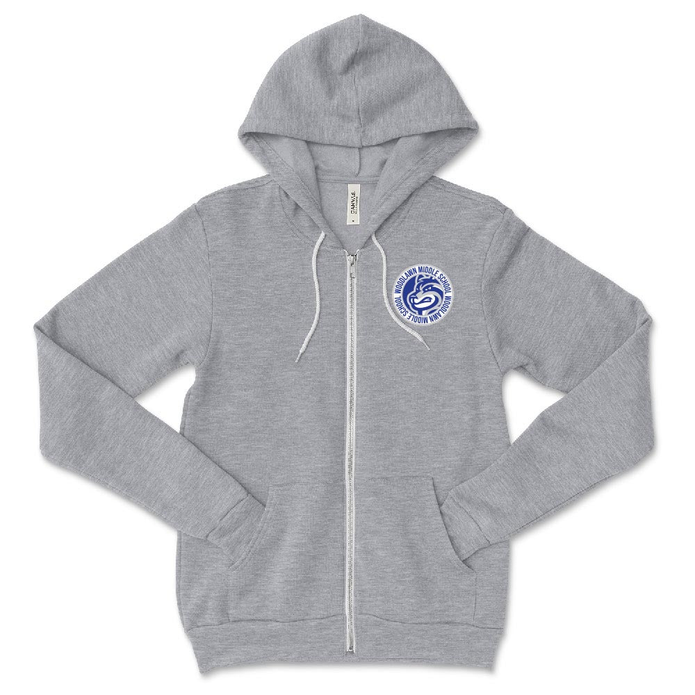 Woodlawn Badge ~ Sponge Fleece Zip Hoodie ~ Woodlawn Middle School