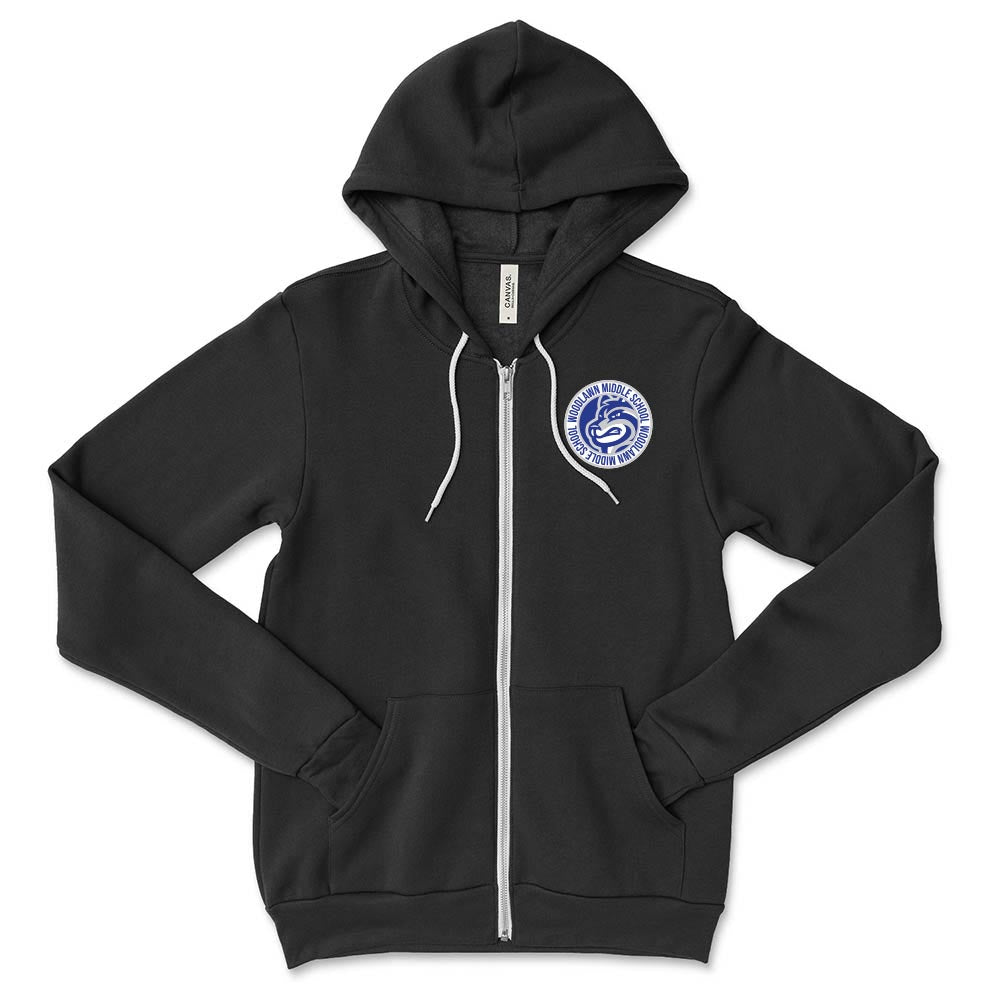 Woodlawn Badge ~ Sponge Fleece Zip Hoodie ~ Woodlawn Middle School