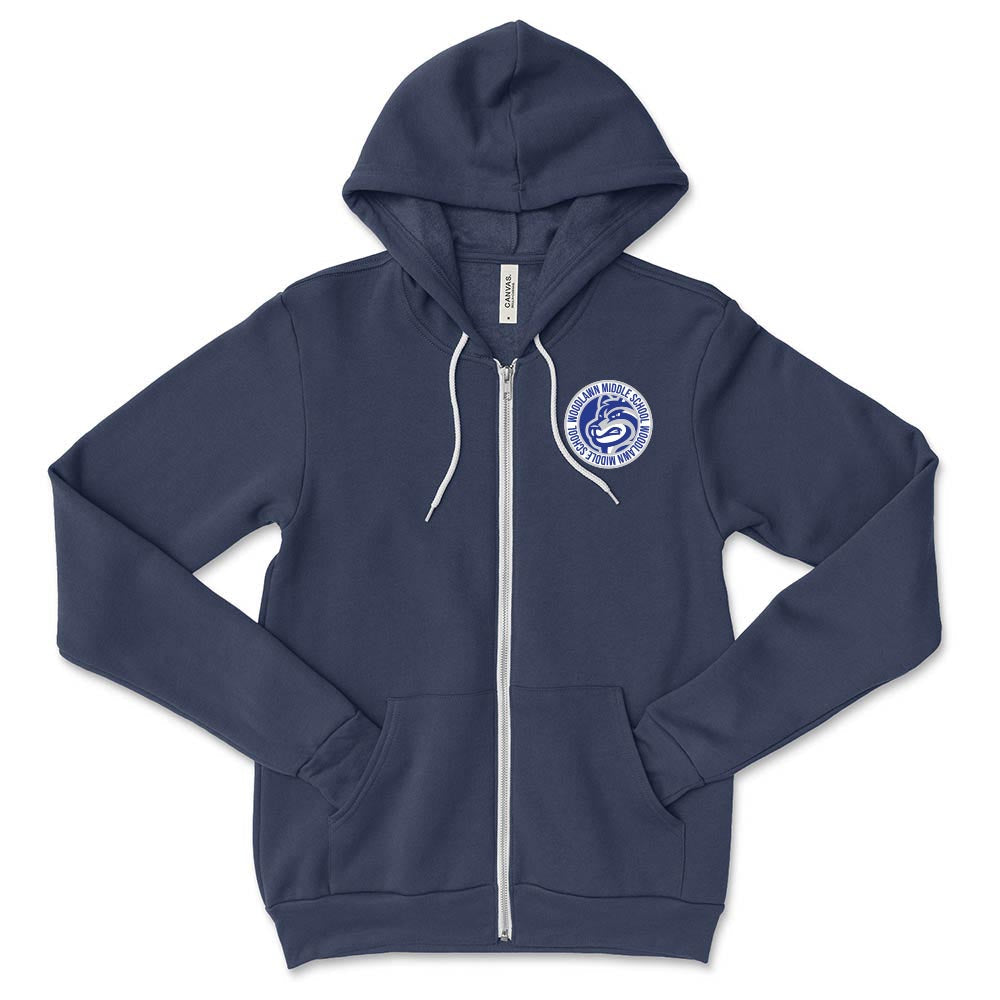 Woodlawn Badge ~ Sponge Fleece Zip Hoodie ~ Woodlawn Middle School
