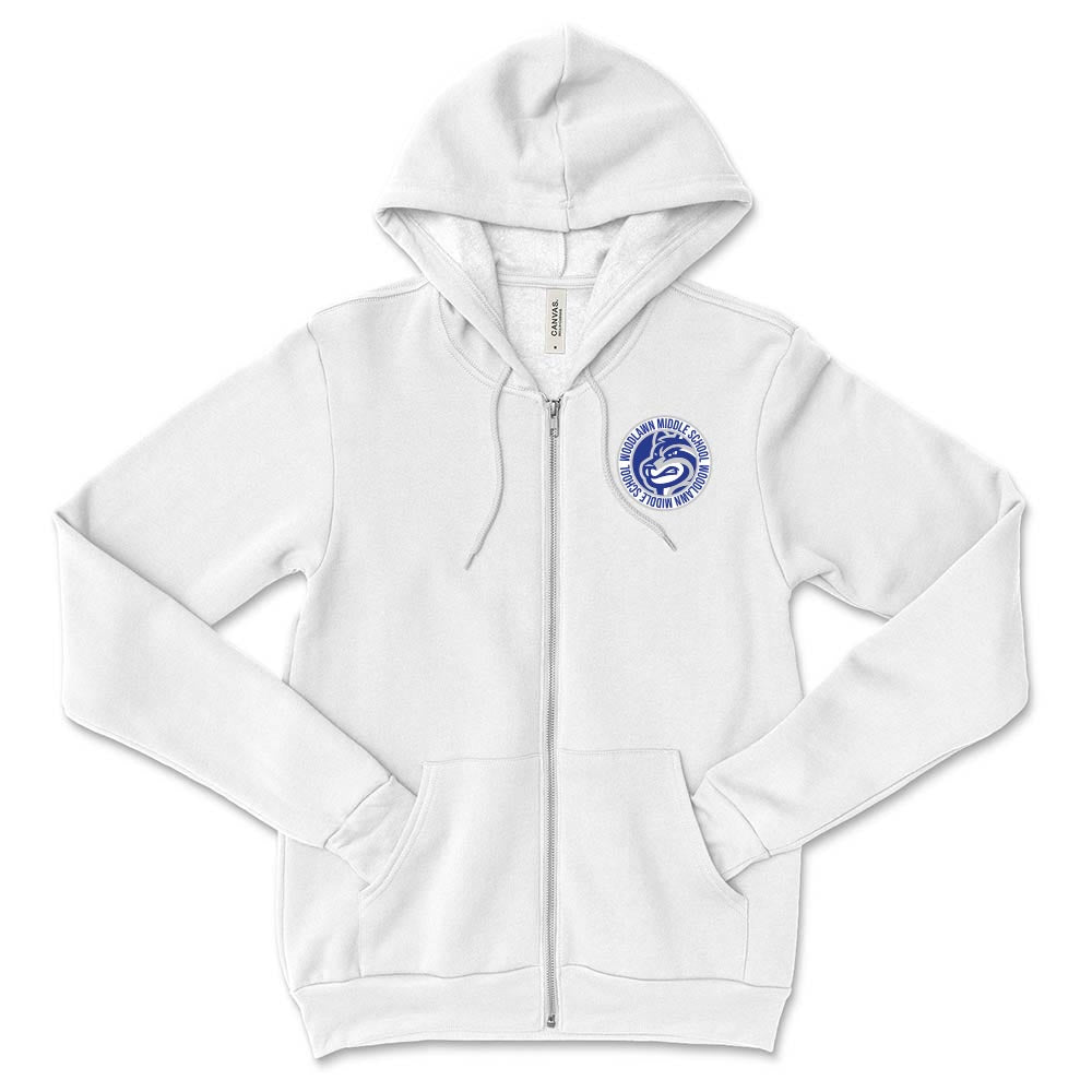 Woodlawn Badge ~ Sponge Fleece Zip Hoodie ~ Woodlawn Middle School