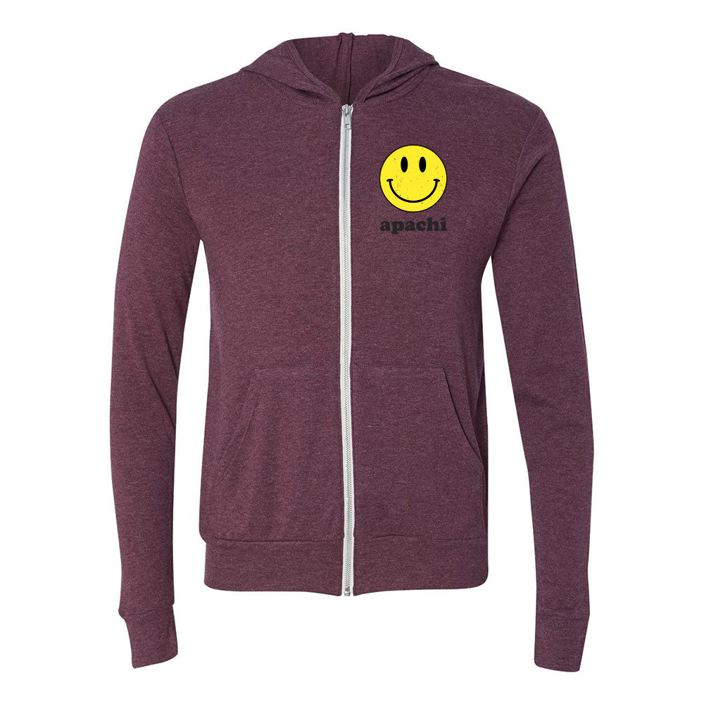 APACHI SMILEY TRIBLEND LIGHTWEIGHT ZIP HOODIE ~ juniors and adults ~ classic unisex fit