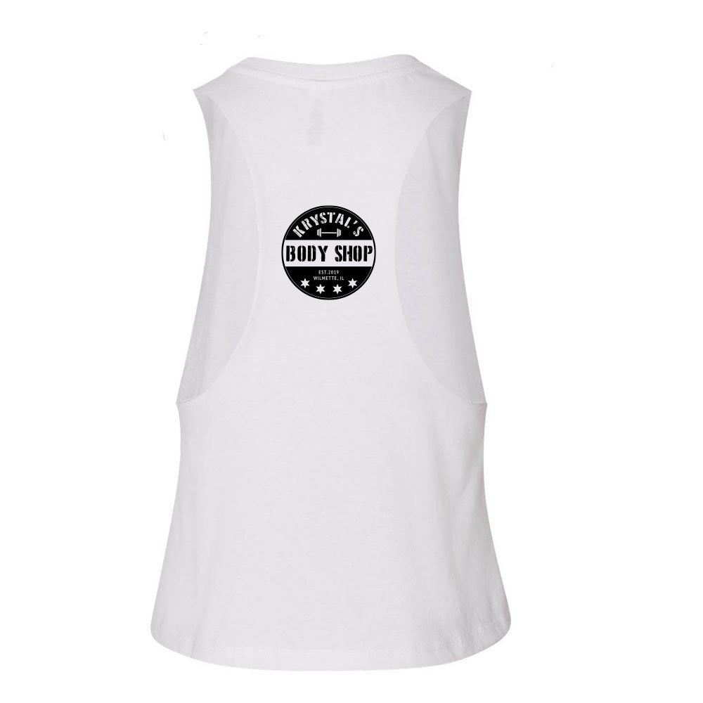 KRYSTAL's BODY SHOP <br >WOMEN'S RACERBACK CROP TANK <br > women's classic fit - humanKIND