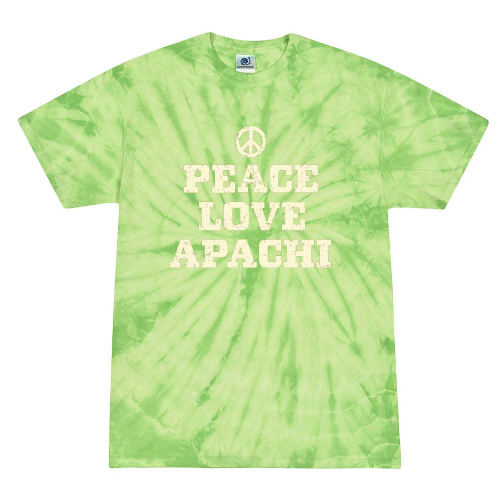 PEACE LOVE APACHI TIE DYE TEE ~ APACHI DAY CAMP ~ youth ~ classic unisex fit