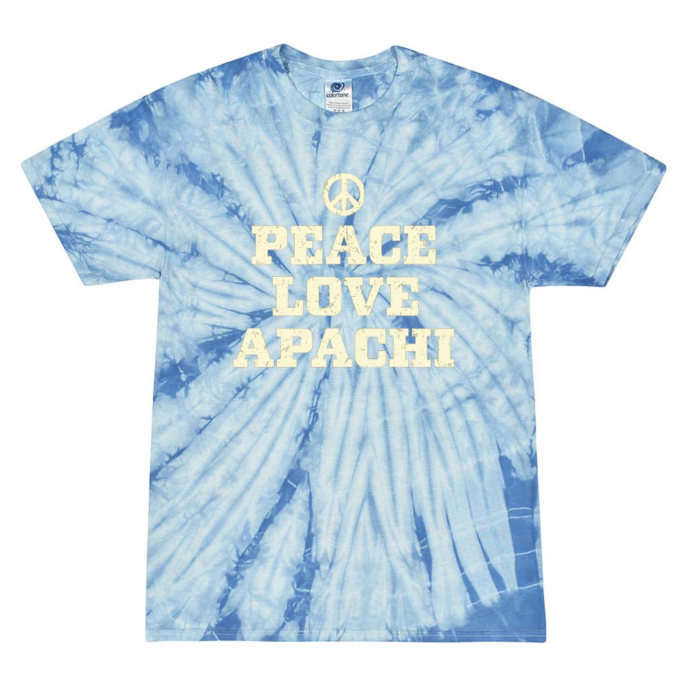 PEACE LOVE APACHI TIE DYE TEE ~ APACHI DAY CAMP ~ youth ~ classic unisex fit