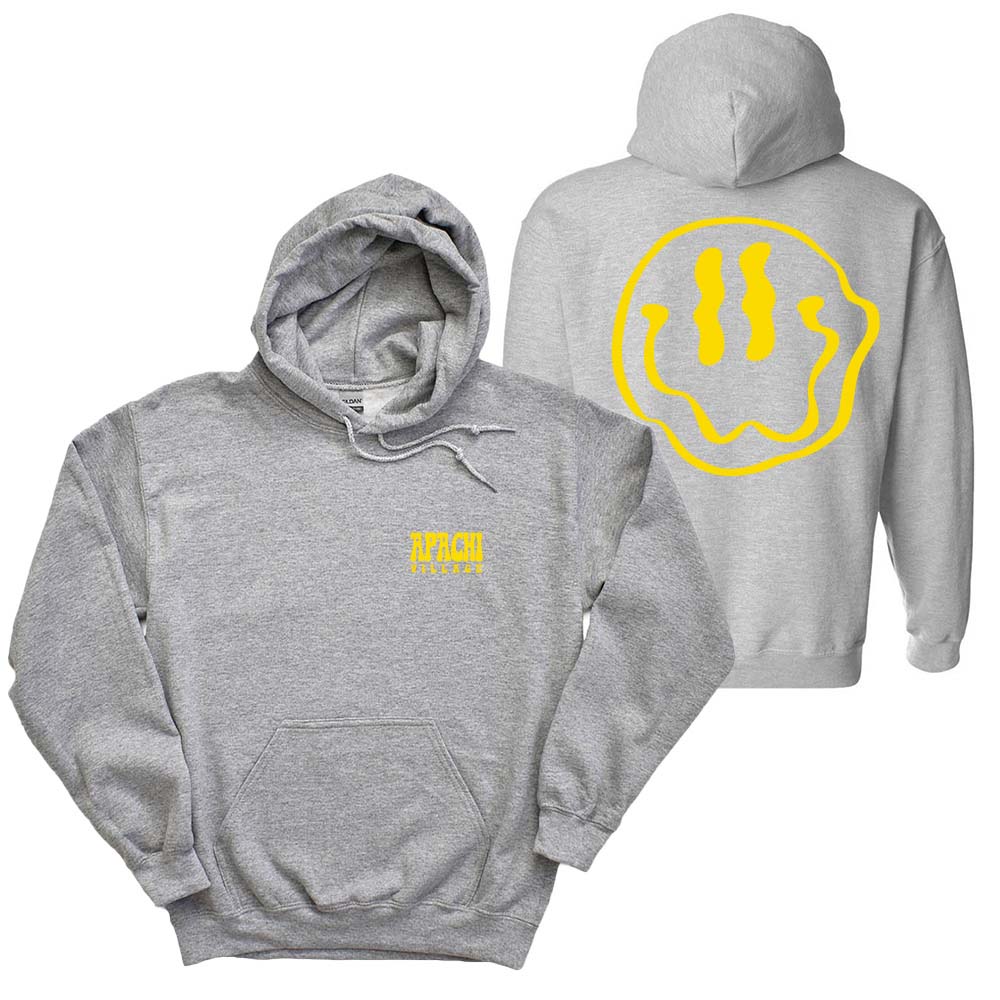 APACHI VILLAGE MELTED SMILEY HOODIE ~ Gildan ~ classic fit