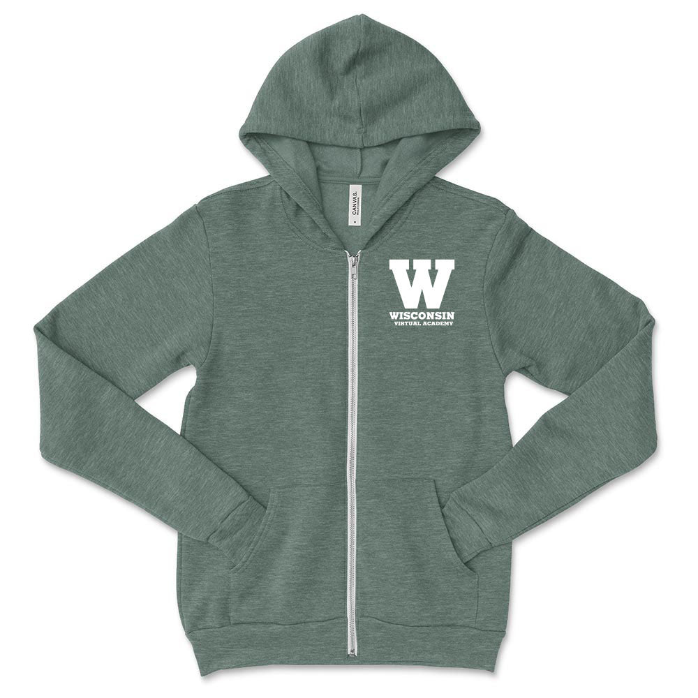 W - WISCONSIN VIRTUAL ACADEMY ZIP HOODIE<br> youth and adult <br> classic fit