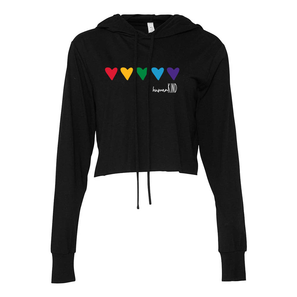 SHADES OF LOVE: PRIDE <br/> cropped triblend hooded tee for juniors and adults <br />classic fit